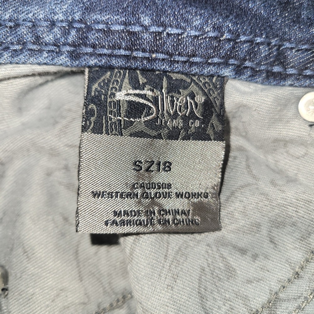 Silver Jeans Womens 18 Blue Twisted Capri Distressed Mid Rise Stretch Denim - Picture 6 of 7